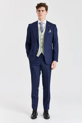 Costume Belmont bleu marine avec gilet contrastant Belmont sauge