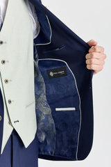 Costume Belmont bleu marine avec gilet contrastant Belmont sauge