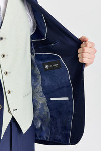 Costume Belmont bleu marine avec gilet contrastant Belmont sauge