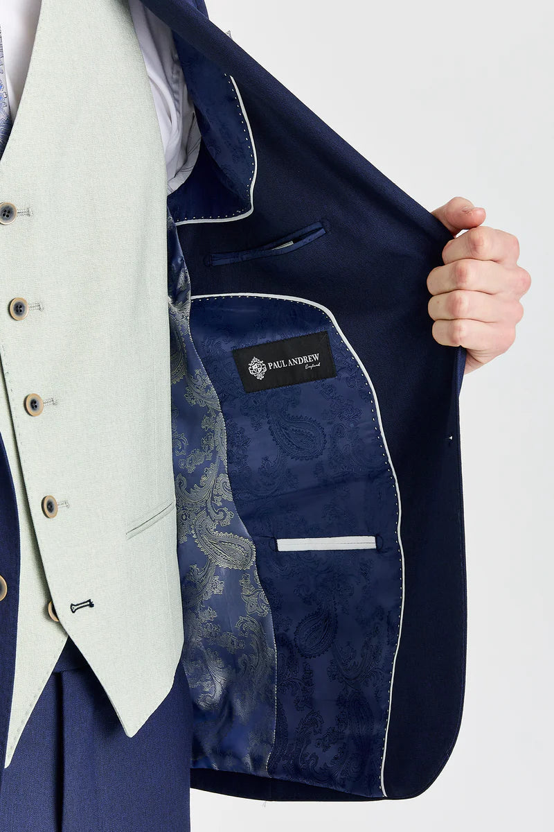 Costume Belmont bleu marine avec gilet contrastant Belmont sauge