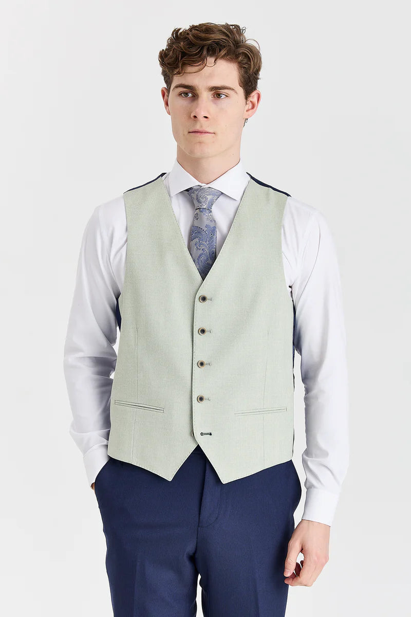 Costume Belmont bleu marine avec gilet contrastant Belmont sauge