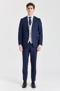 Costume Belmont Navy avec gilet contrastant argenté Belmont