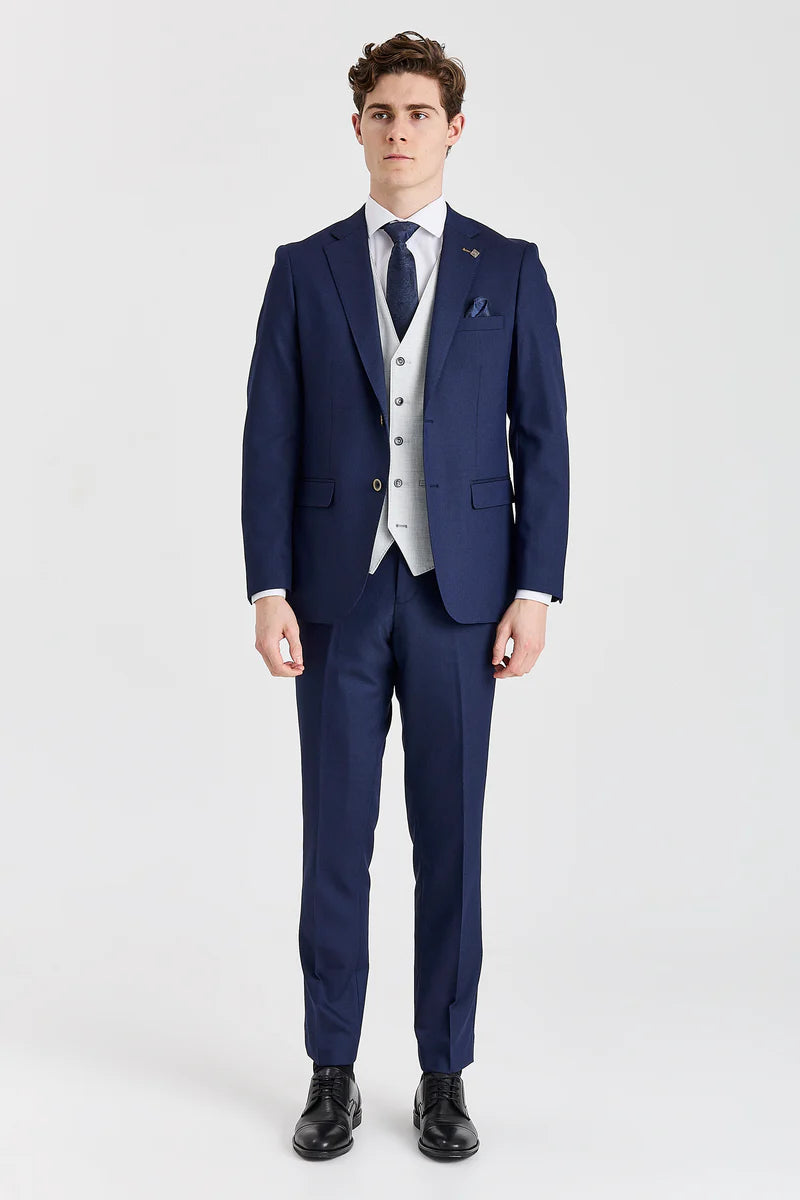 Costume Belmont Navy avec gilet contrastant argenté Belmont
