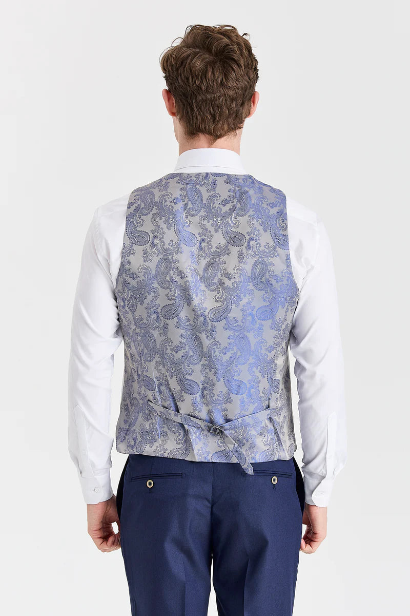 Costume Belmont Navy avec gilet contrastant argenté Belmont