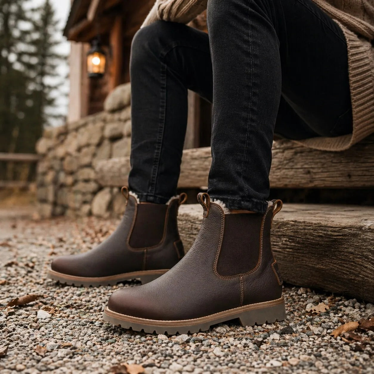 Bottines Chelsea Beny Igloo C2 pour homme, en cuir marron imperméable