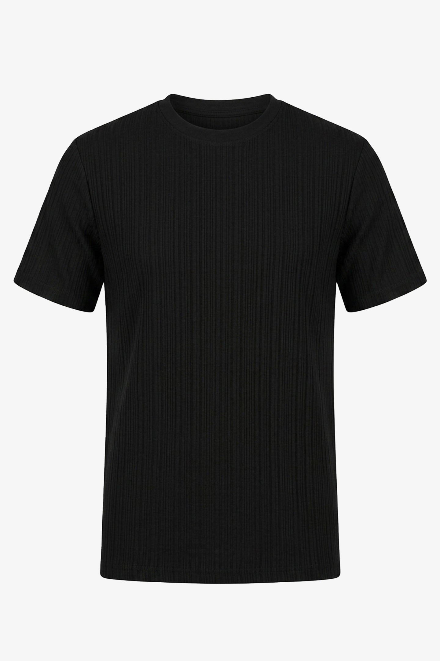 T-shirt classique côtelé noir pour homme