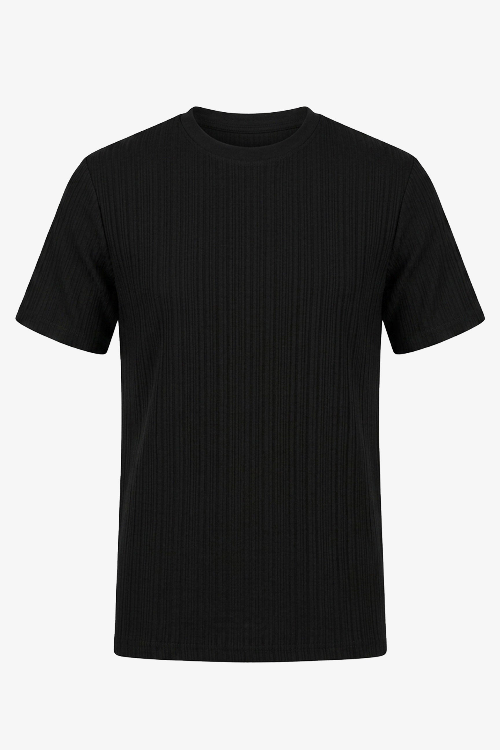 T-shirt classique côtelé noir pour homme