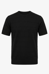 T-shirt noir texturé en maille pour homme