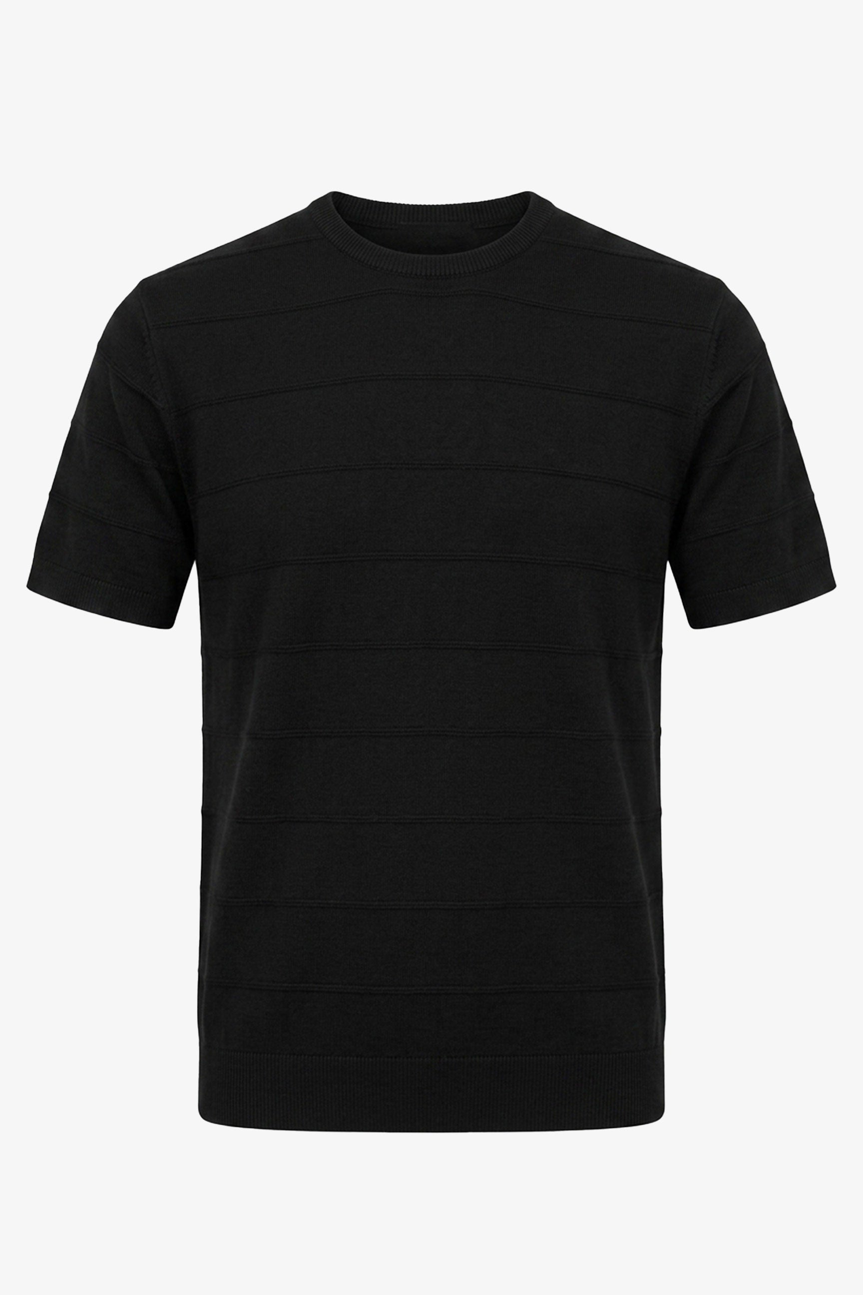 T-shirt noir texturé en maille pour homme