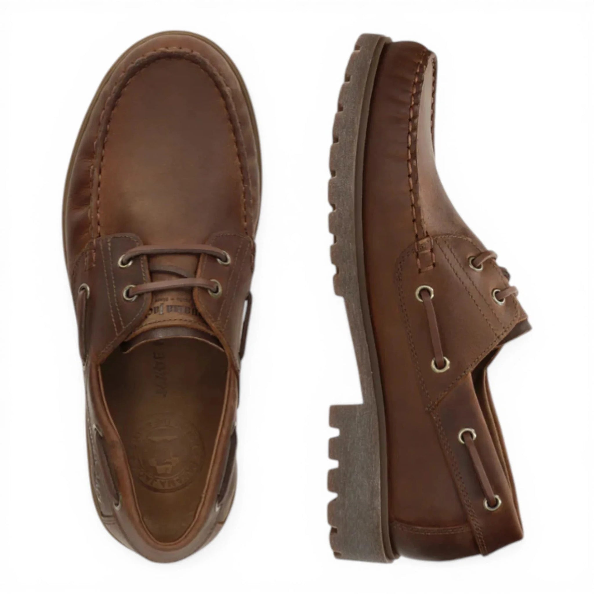 Bottines Boat C5 pour homme, imperméables, en cuir marron, à tige basse.