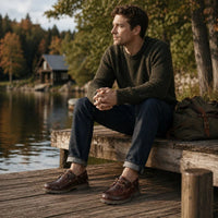 Bottines Boat C8 pour homme, imperméables, en cuir marron, à tige basse.