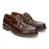 Bottines Boat C8 pour homme, imperméables, en cuir marron, à tige basse.