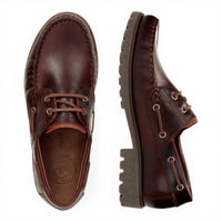 Bottines Boat C8 pour homme, imperméables, en cuir marron, à tige basse.