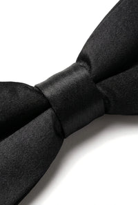 Nœud papillon noir en satin à clip pour homme/garçon, chemise de smoking unisexe