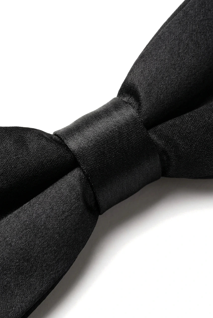 Nœud papillon noir en satin à clip pour homme/garçon, chemise de smoking unisexe
