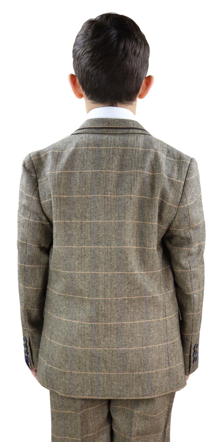 Boys Tan-Brown Tweed 3 Piece Suit - Peaky Blinders Suit  Albert