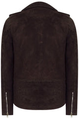 Real Leather Vintage Cross-Zip Brando Suede Men's Jacket-Brown