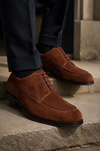 Brera - Chaussures Derby classiques à lacets en daim marron pour homme