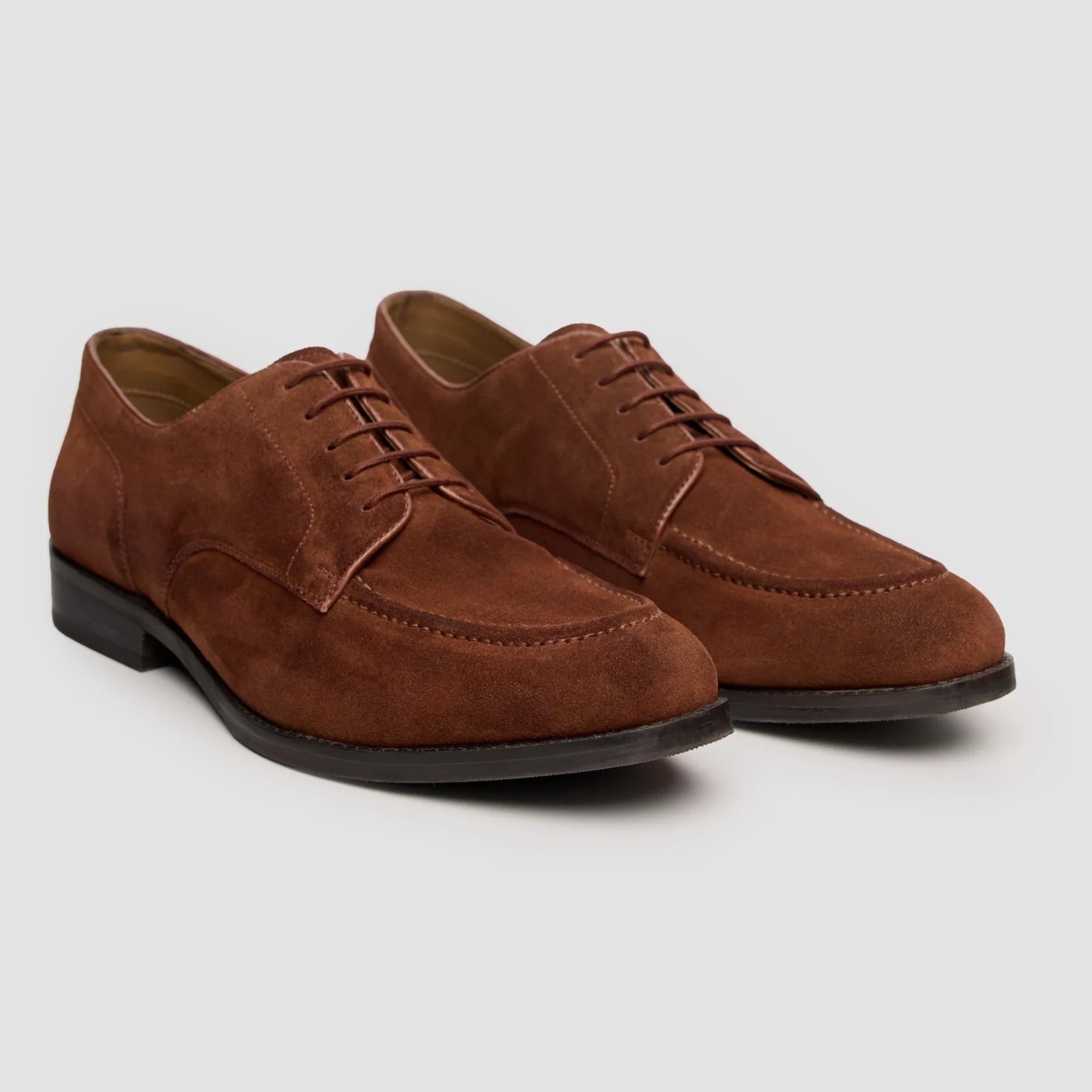 Brera - Chaussures Derby classiques à lacets en daim marron pour homme