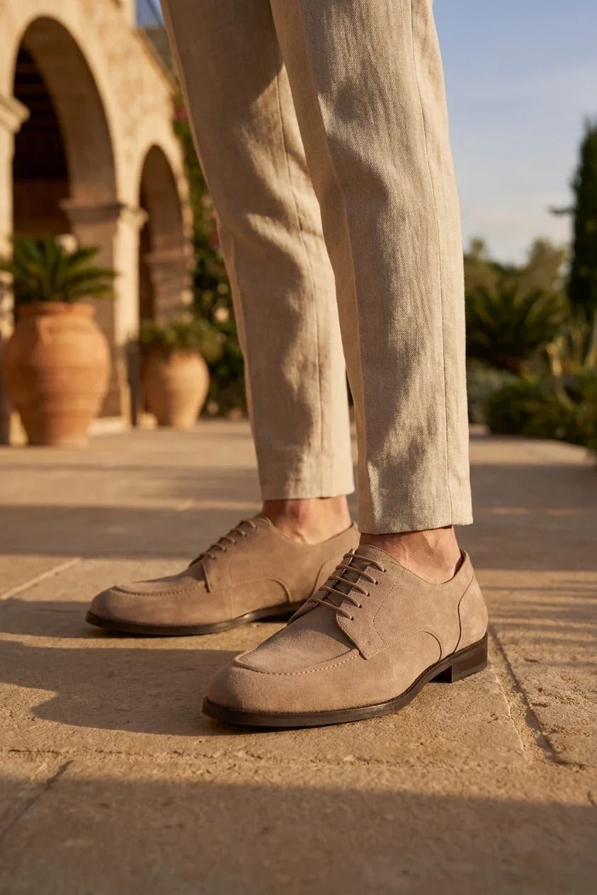 Brera - Chaussures Derby classiques à lacets en daim sable pour hommes