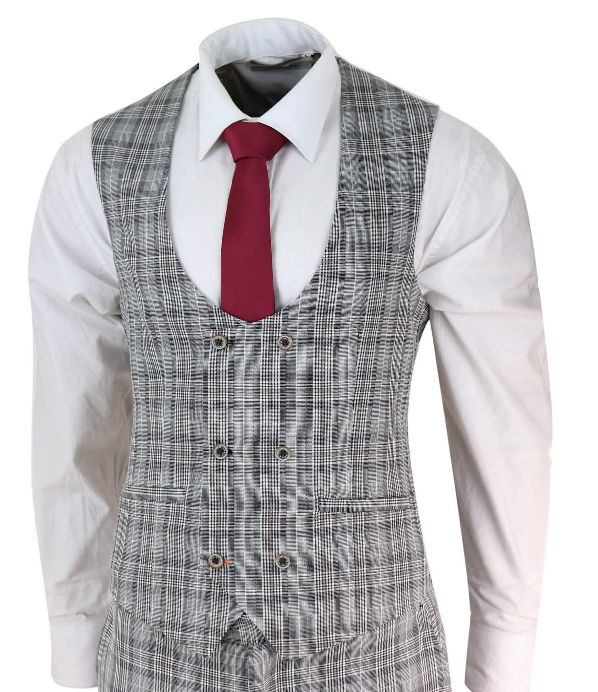 Mens Grey Tweed Check 3 Piece Suit