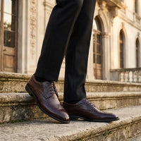 Cambridge - Chaussures Derby Brogue à bout golf marron foncé pour homme