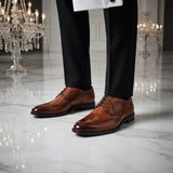 Cambridge - Chaussures Derby Brogue à bout golf marron clair pour homme