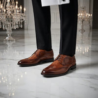 Cambridge - Chaussures Derby Brogue à bout golf marron clair pour homme