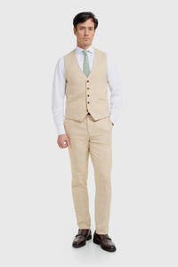 Camden - Costume trois pièces beige à carreaux pour homme