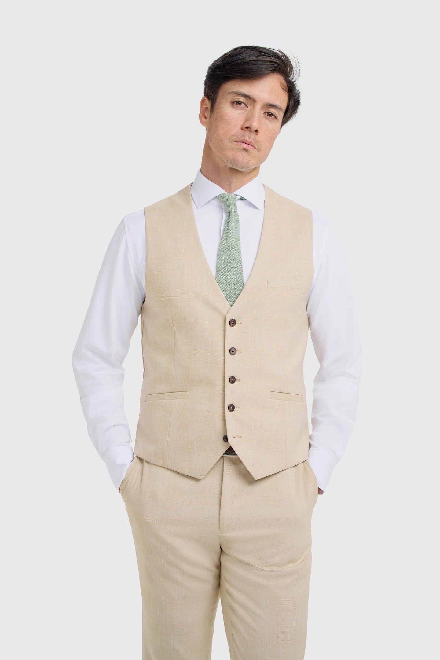 Camden - Gilet à carreaux beige pour homme
