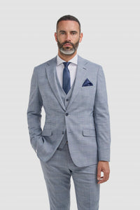 Camden - Costume trois pièces bleu à carreaux pour homme