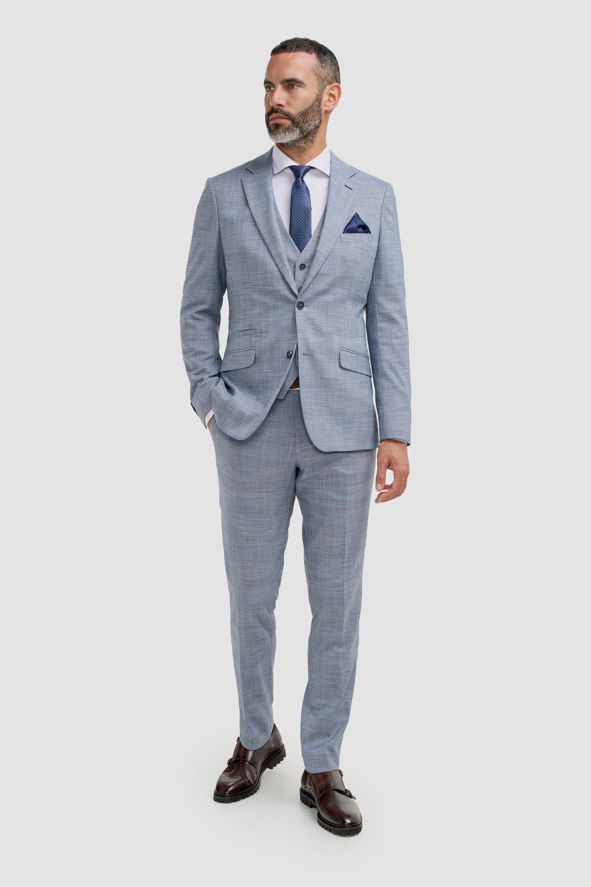 Camden - Costume trois pièces bleu à carreaux pour homme