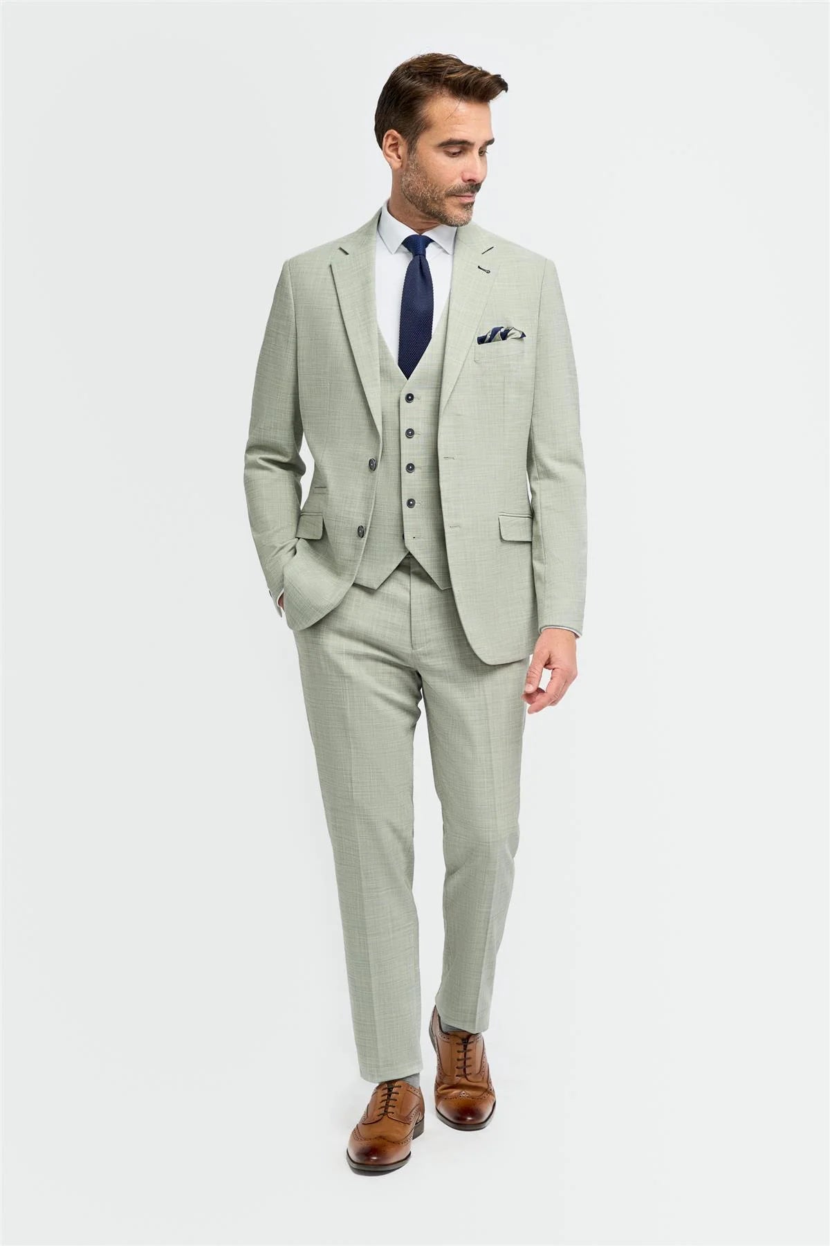 Camden - Blazer vert sauge pour homme, coupe ajustée