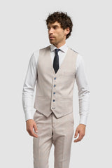 Caridi - Gilet de mariage en tweed beige pour homme