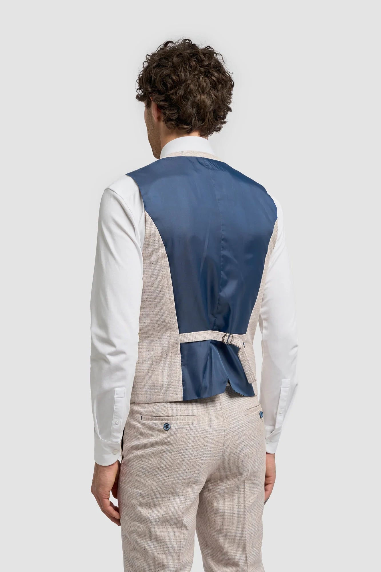 Caridi - Gilet de mariage en tweed beige pour homme