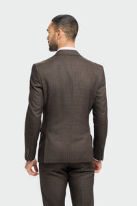 Caridi - Blazer en tweed marron pour homme