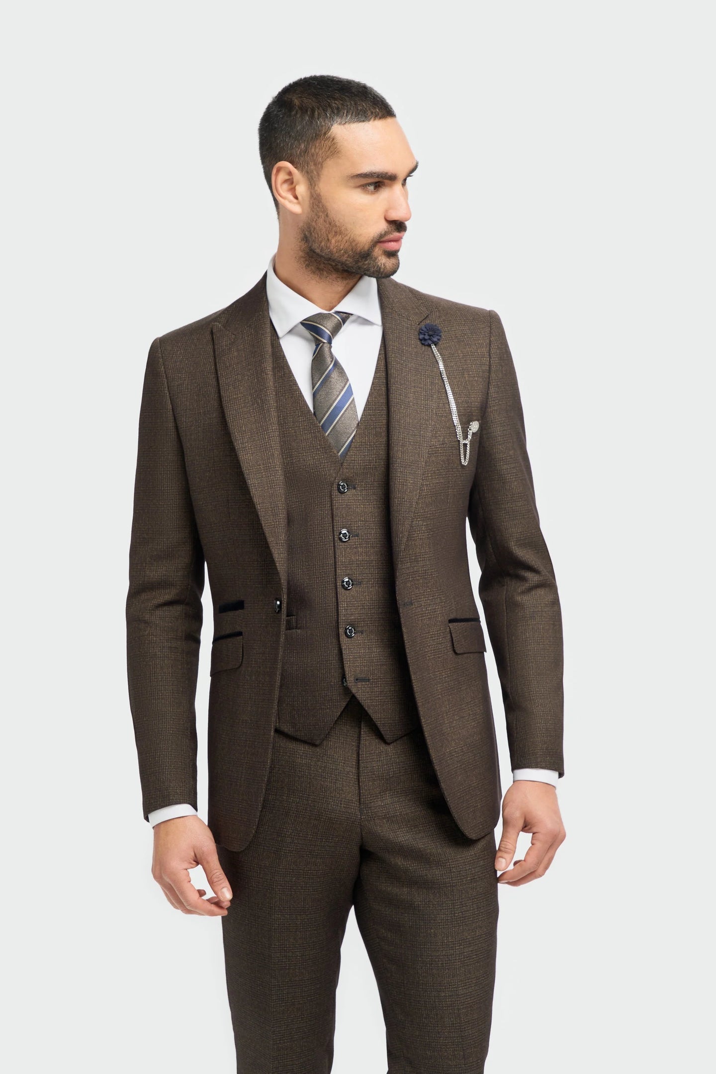 Caridi - Blazer en tweed marron pour homme