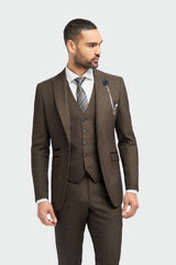 Caridi - Blazer en tweed marron pour homme