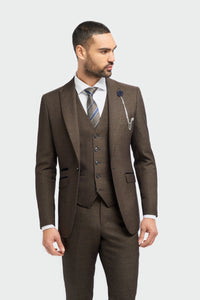 Caridi - Blazer en tweed marron pour homme