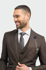 Caridi - Blazer en tweed marron pour homme