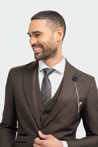Caridi - Blazer en tweed marron pour homme