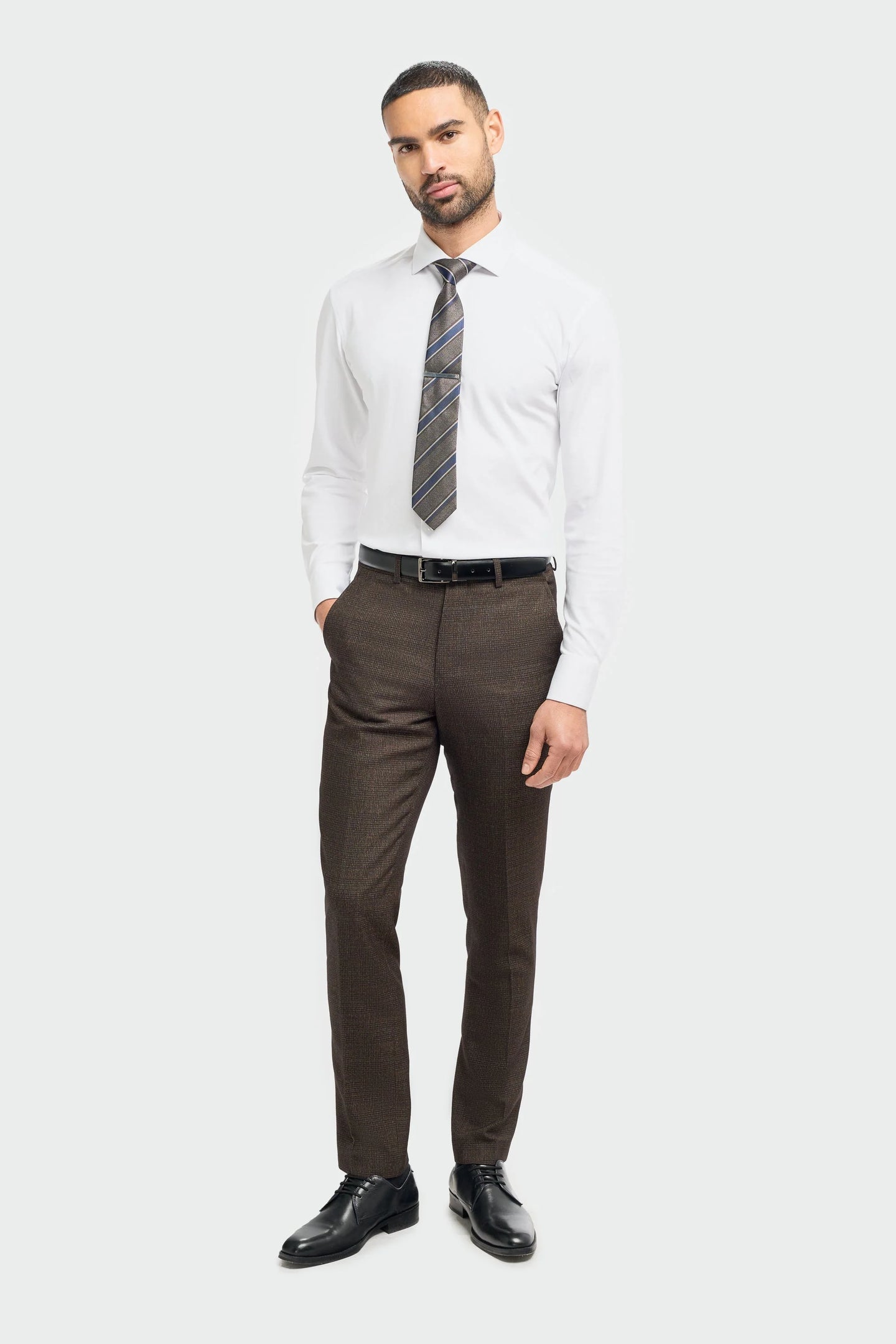Pantalon en tweed marron Caridi pour homme