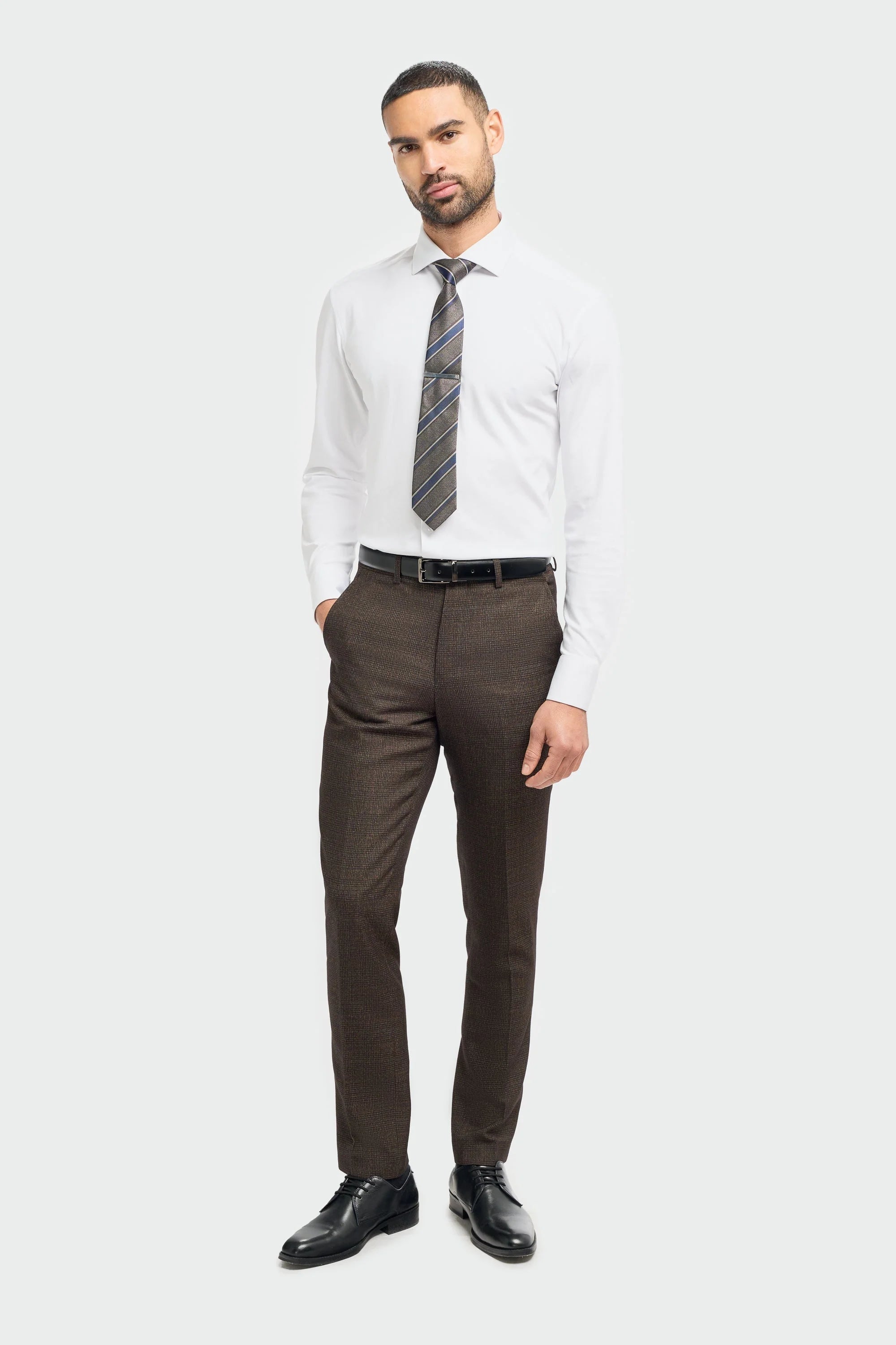 Pantalon en tweed marron Caridi pour homme