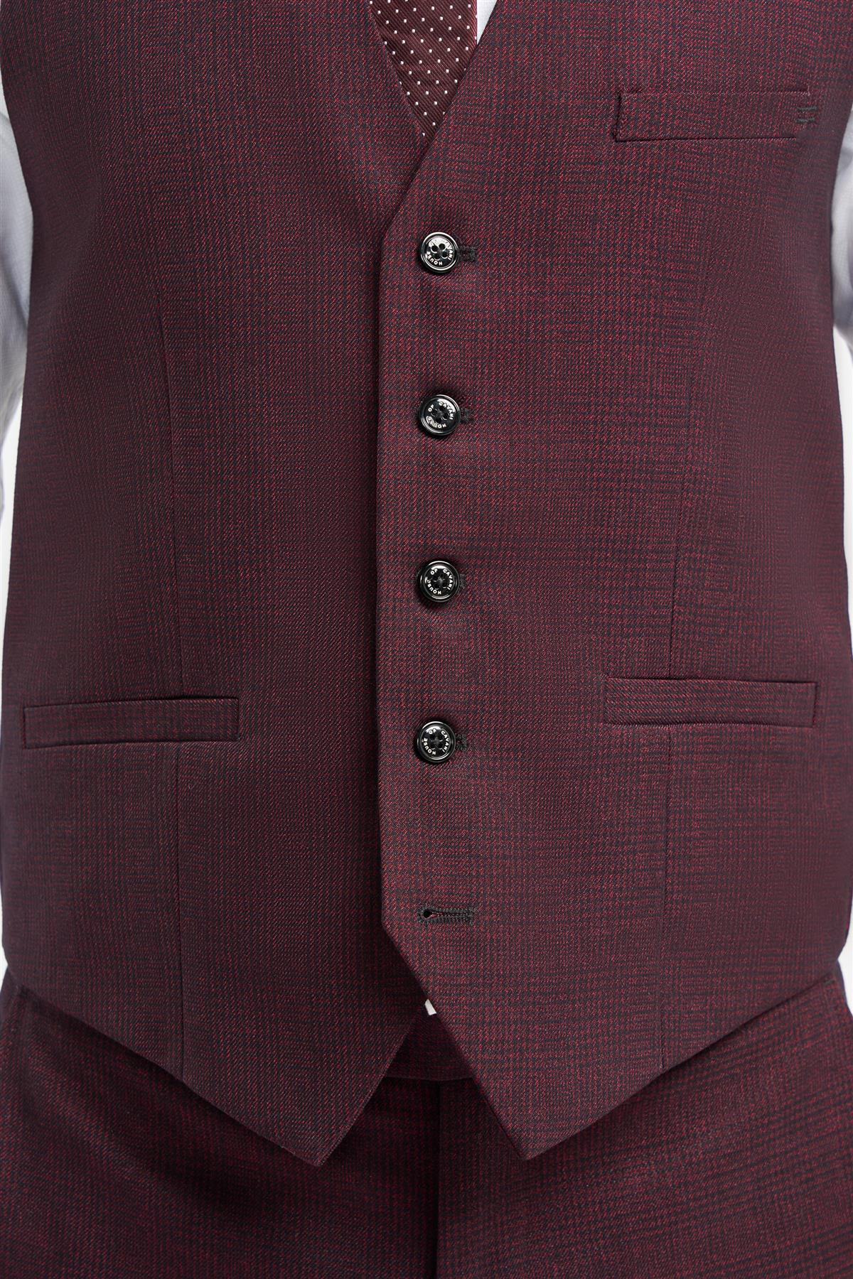 Gilet à carreaux bordeaux pour homme Caridi