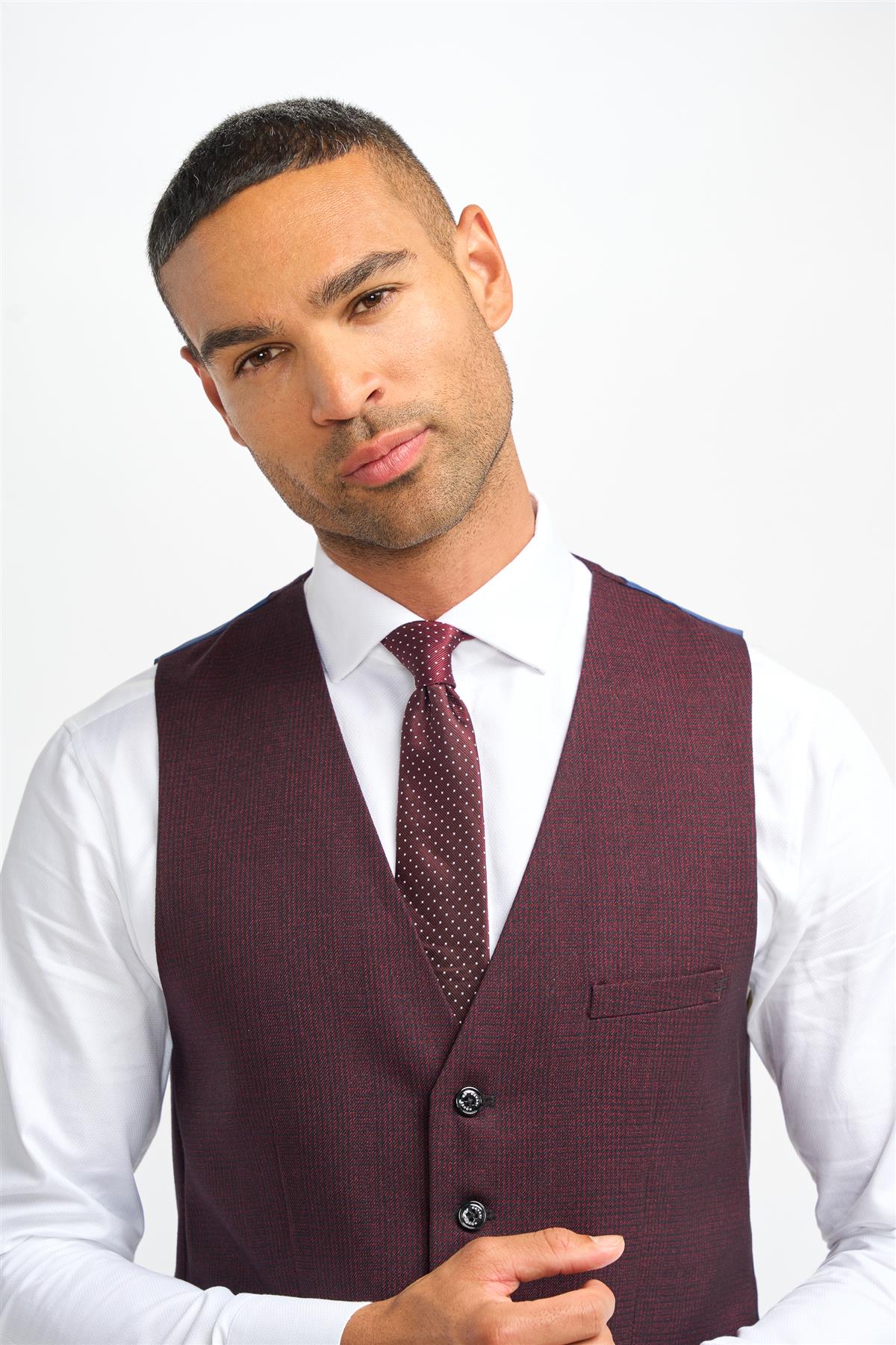 Gilet à carreaux bordeaux pour homme Caridi