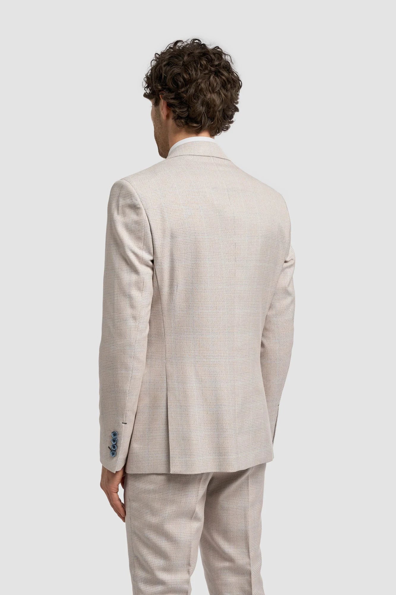 Caridi - Blazer de mariage beige en tweed pour homme