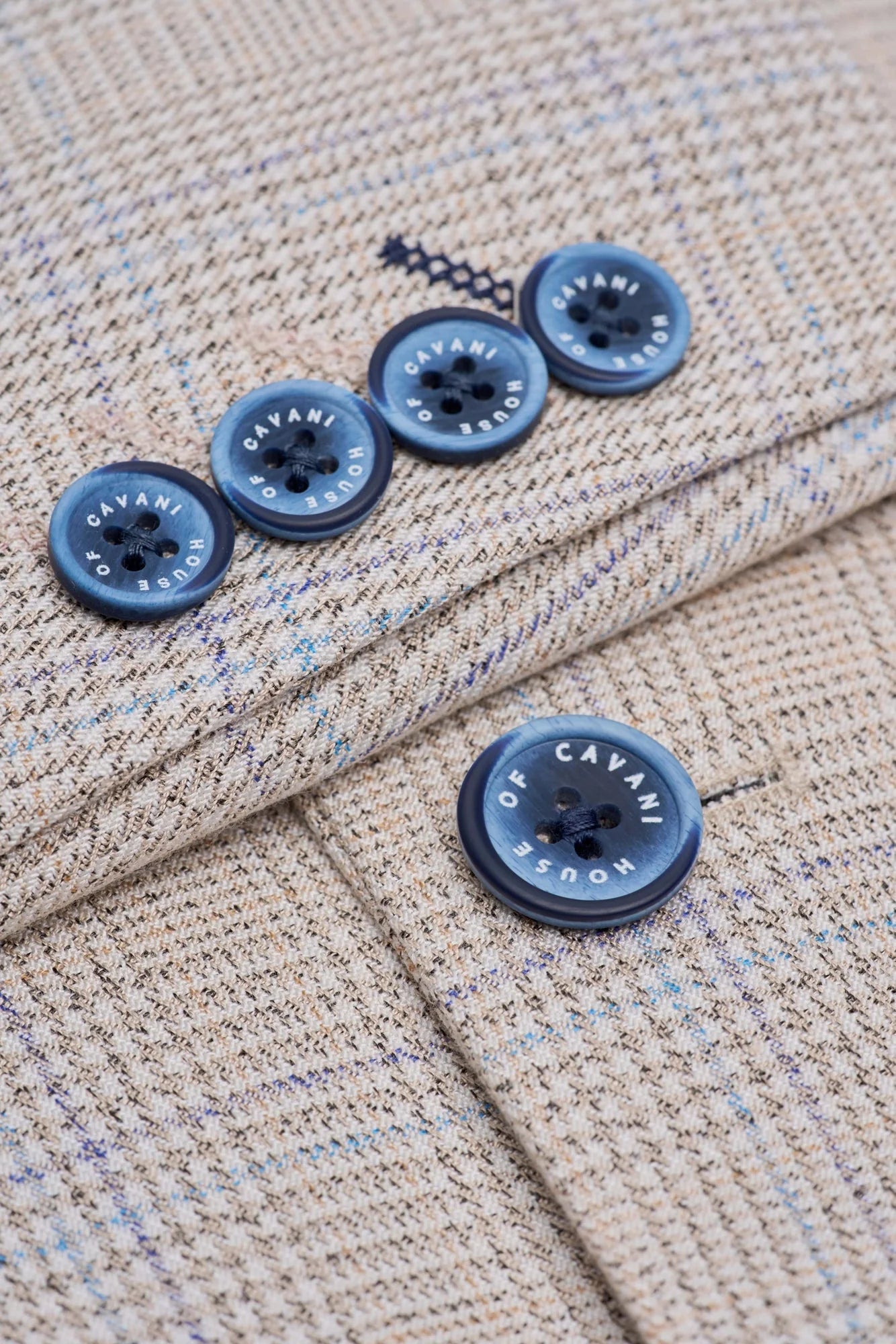 Caridi - Blazer de mariage beige en tweed pour homme