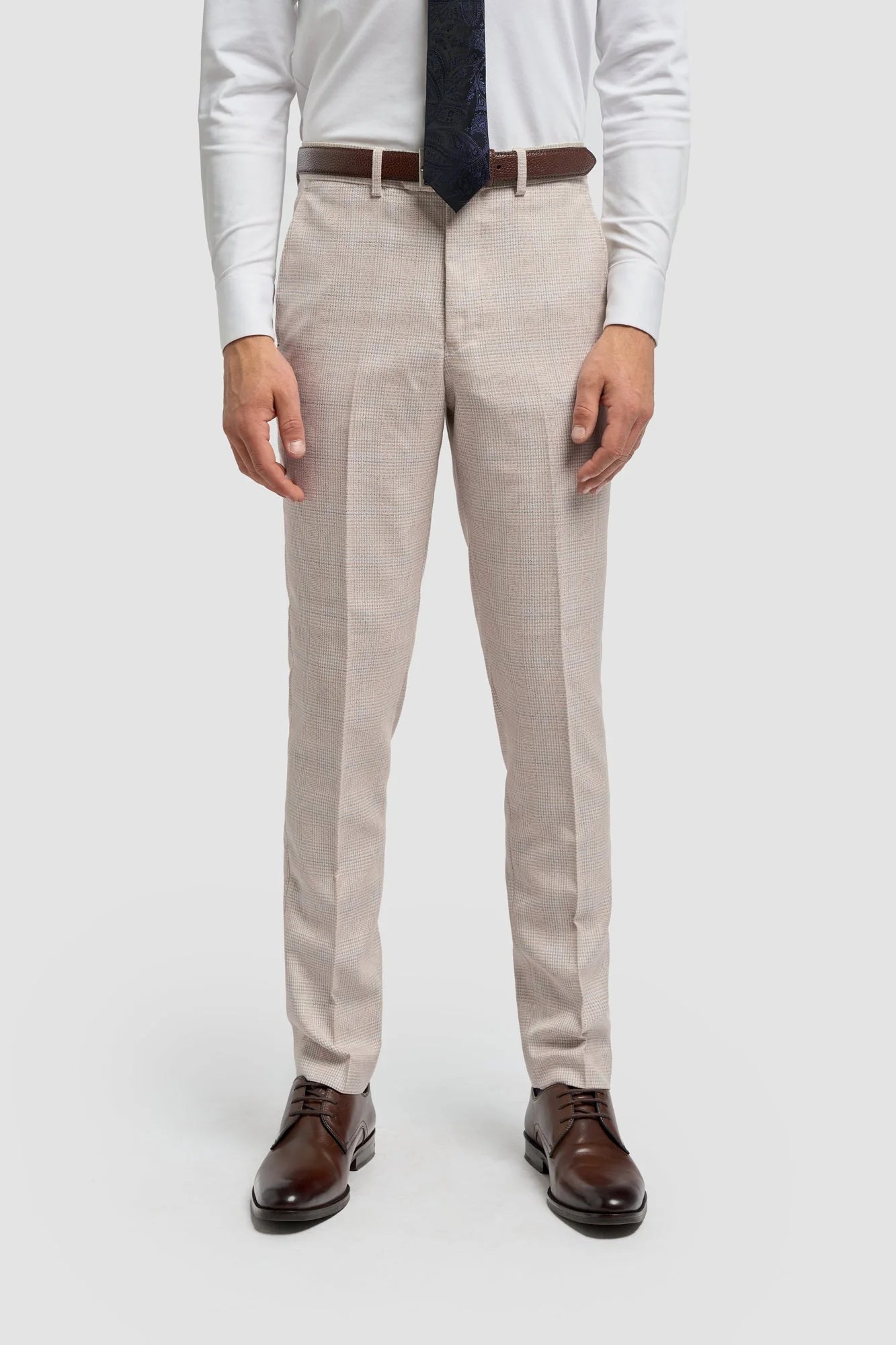 Pantalon de mariage beige en tweed Caridi pour homme