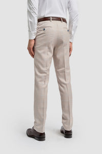 Pantalon de mariage beige en tweed Caridi pour homme
