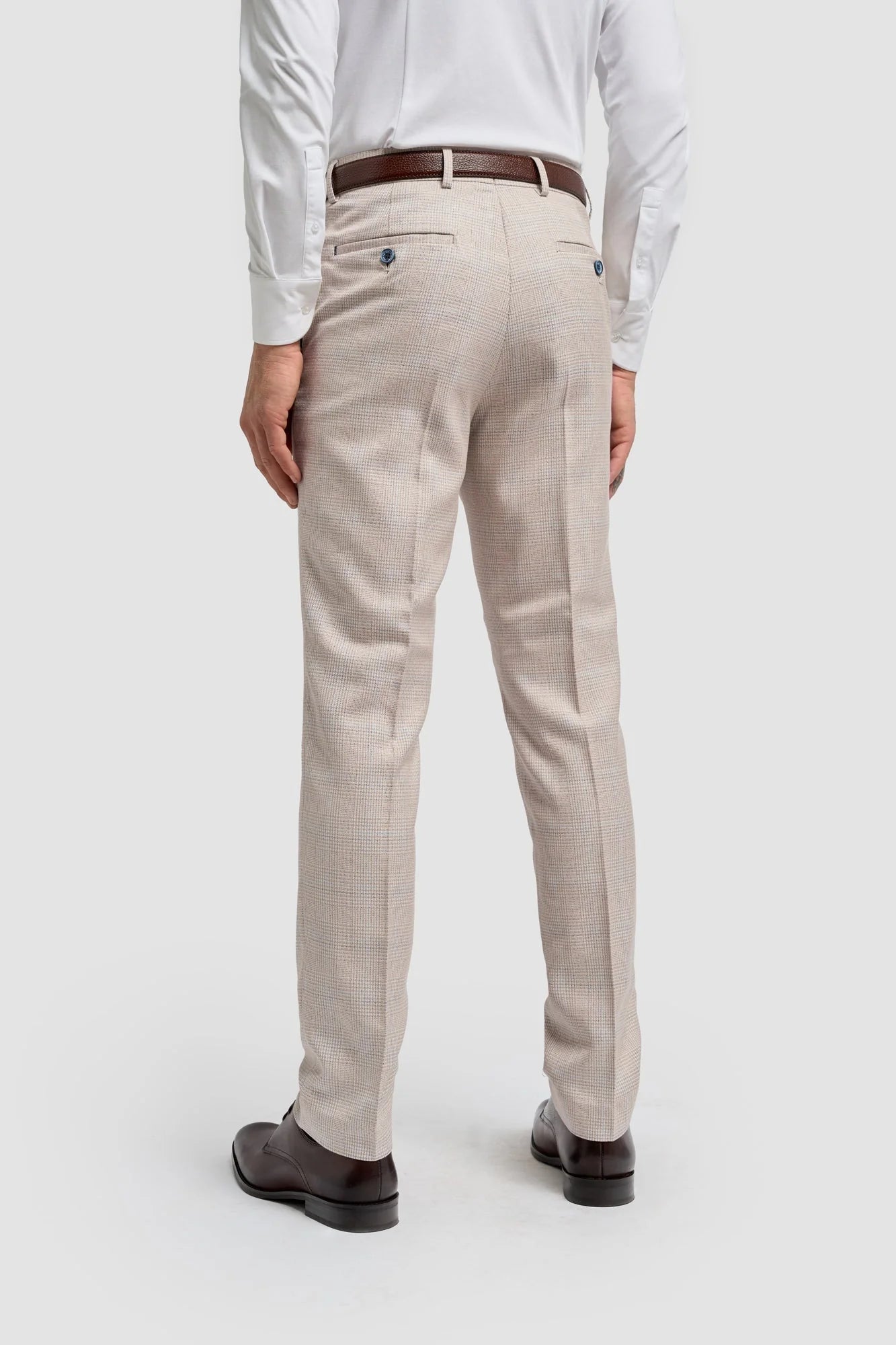 Pantalon de mariage beige en tweed Caridi pour homme